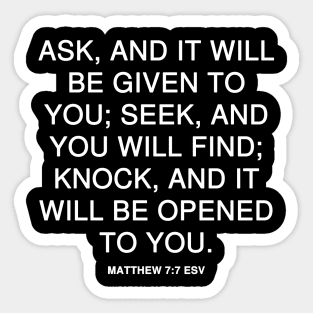 Matthew 7:7 English Standard Version Bible Verse Text Sticker